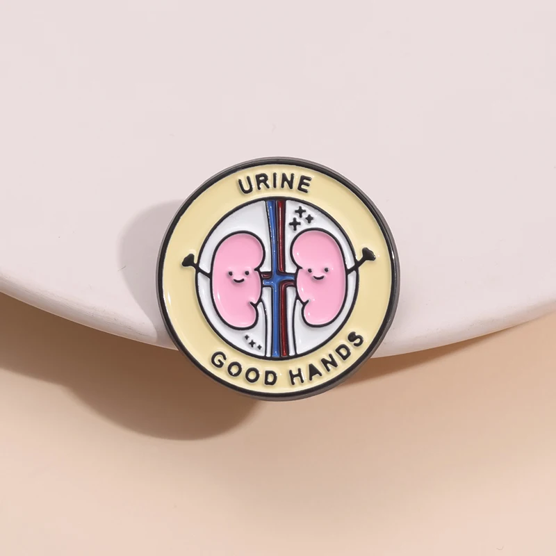 New Medical Enamel Pin Cartoon Cute Kidney Pin Funny Urine Good Hands Brooch Urology Badge Badge Doctor Nurse Gift Accessories