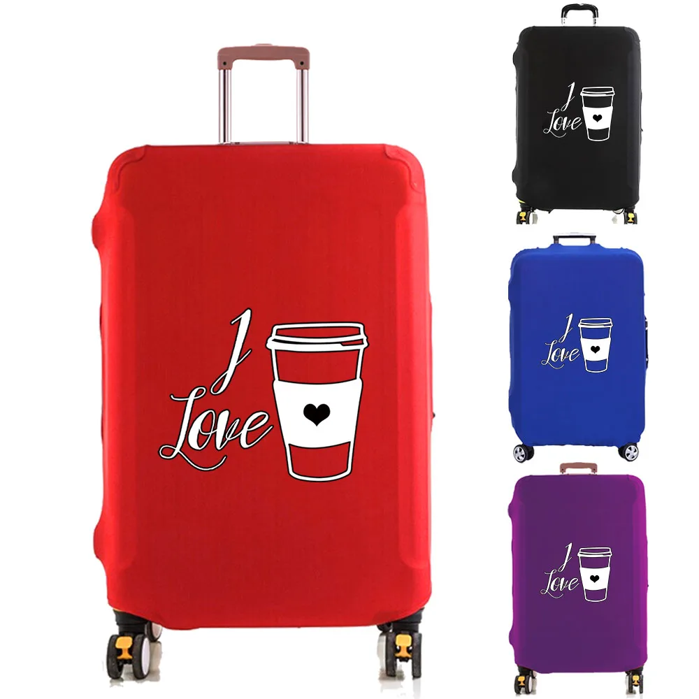 Luggage Cover Suitcase Protector Black White Love Cup Printing Thicker Elastic Dust Cover 18-32 Inch Trolley Travel Accessories