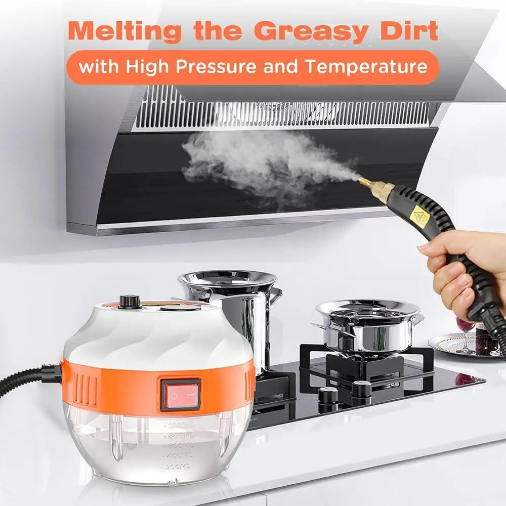 منظف بالبخار عالي الضغط 2500 وات منظف بخار محمول باليد مع 3 رؤوس فرشاة تنظيف بلاط سجادة الحمام والمطبخ