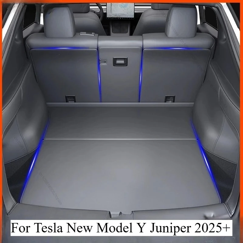 

Leather Trunk Mats Rear Seat Back Protector Pad Backrest All Weather Liner Pet Anti-kick Pad For Tesla New Model Y Juniper 2025+