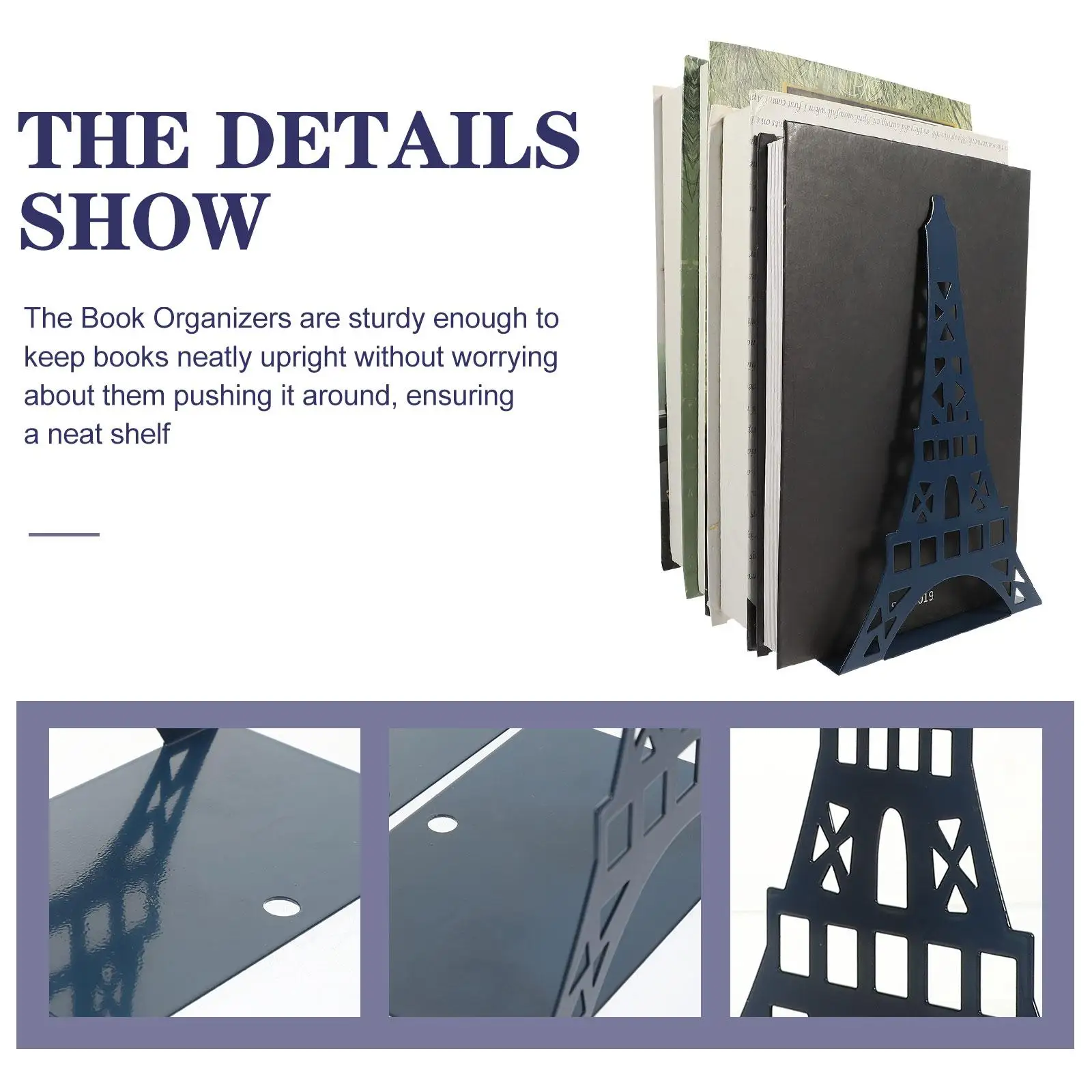 2Pcs Metal Tower Shape Crafted ganizer NonSlip Reading St Metal Book Ends s Reusable Desk Shelf Study Library Decor