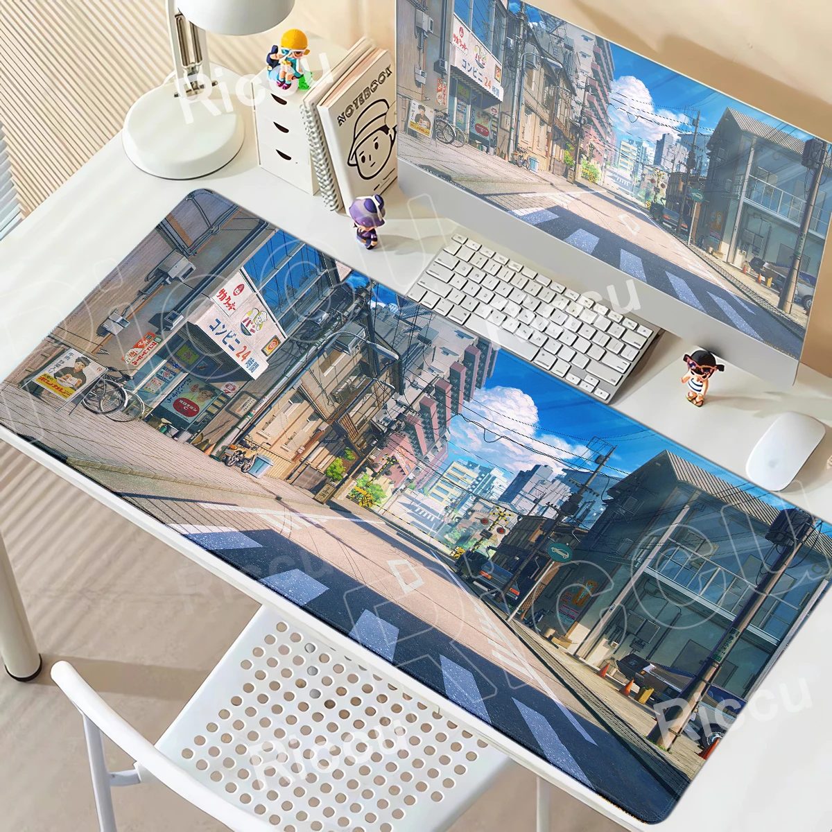 Retro Gaming Tokyo - Retro Anime Street View Mousepad Neon