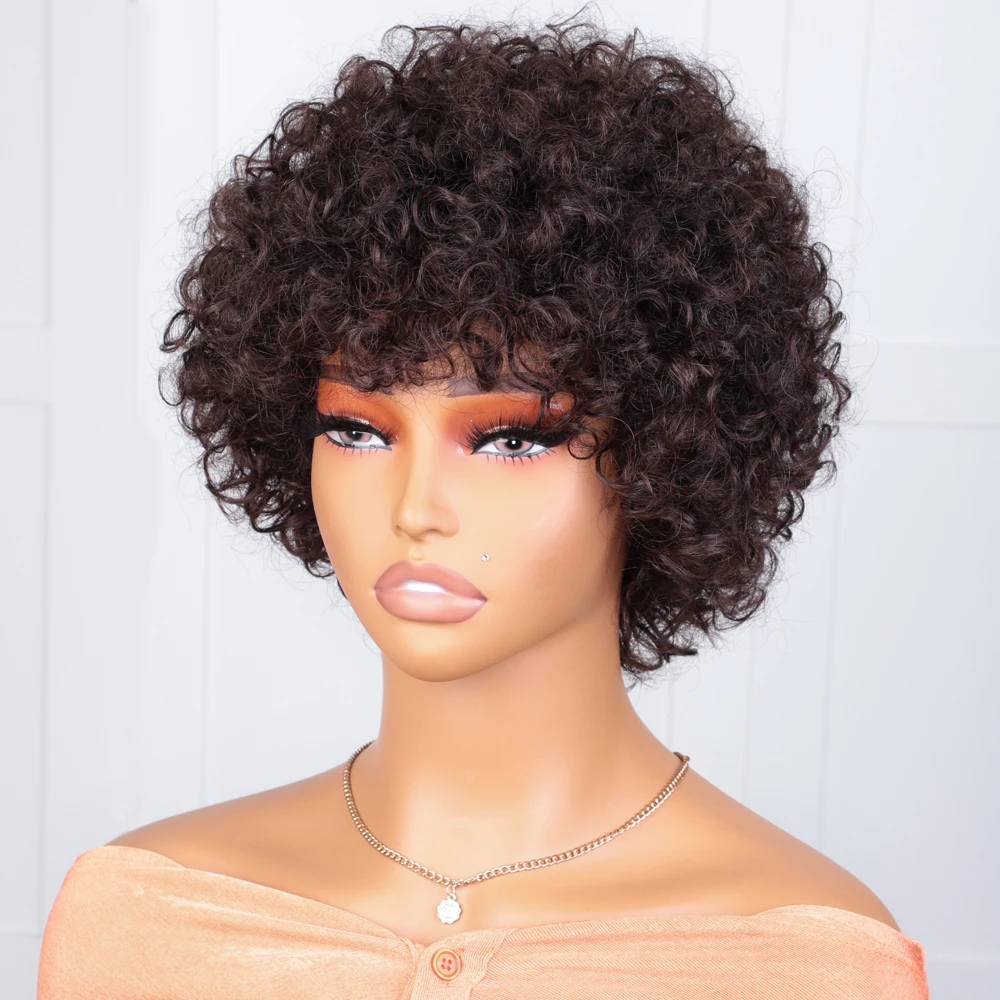 Afro Kinky Curly Wig Curly Human Hair Wigs For Women Short Wig Full Machine Made Remy Afro Human Hair Short Curly Wig