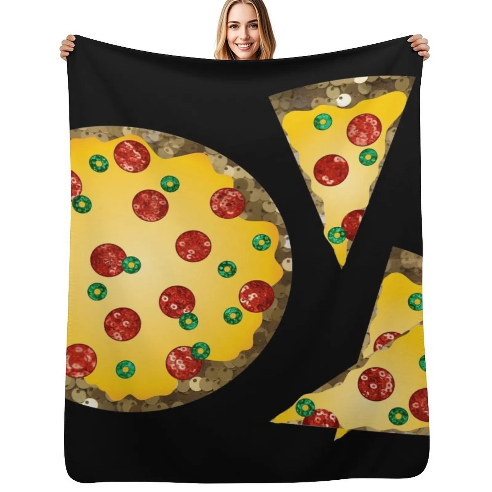 sequin print pizza Throw Blanket blankets ands Hair Kid'S Flannels Quilt Bed linens Blankets
