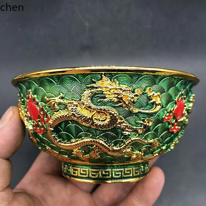Cz miscellaneous collection double dragon bowl cloisonne double dragon playing with beads bowl