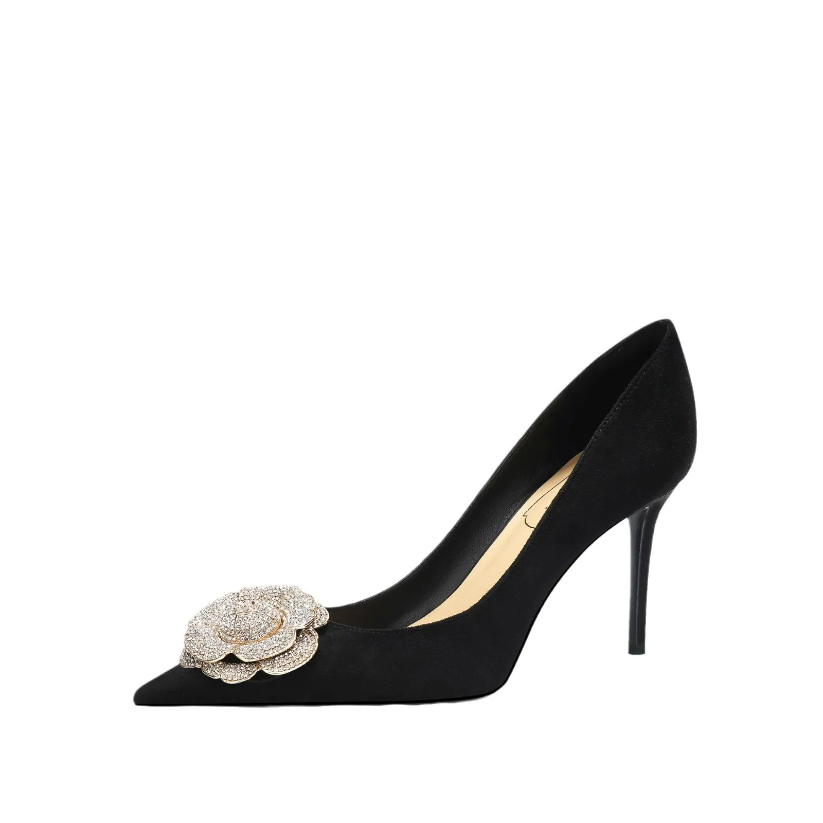 

B31 темпераментные банкетные туфли на высоком каблуке со стразами и камелией, женские дизайнерские туфли на тонком каблуке со знаменитостями и неглубоким носком