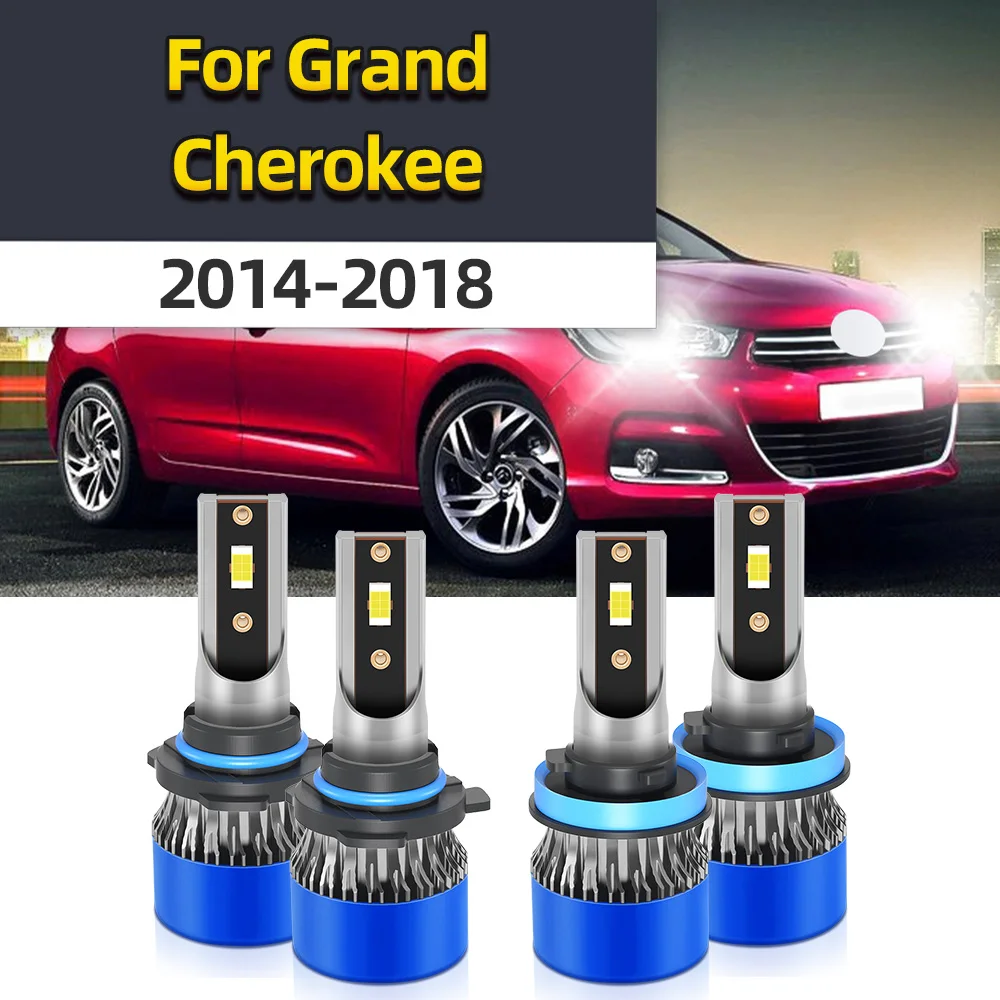 

Светодиодные комбинированные 4 шт. для Grand Cherokee 2014 2015 2016 2017 2018 светодиодные лампы автомобильных фар 20000LM супер яркие CSP 6000K авто фары