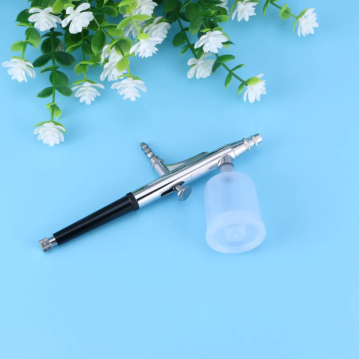 Silver Airbrush Tool Nozzle Spray Pen Professional Kit for Nail Art Cake Decorating Drawing Hobby Nail Paint