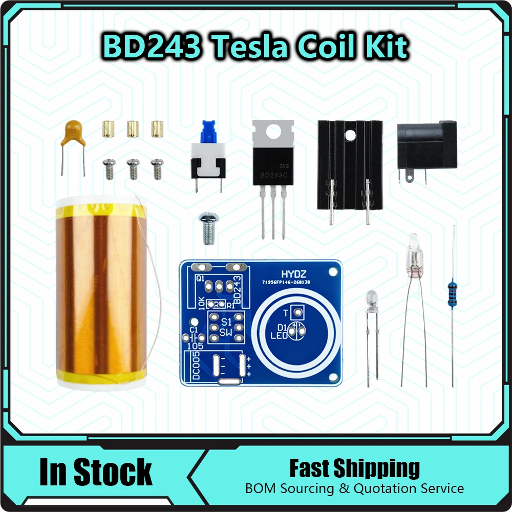 DIY Electronic Kit BD243C Mini Coil Kit Magic Props DIY Parts Empty Lights Technology  Mini Coil Module BD243 Tesla
