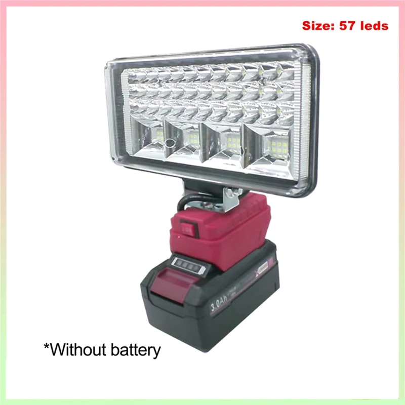 Work Light 57 Leds for 18V Li-Ion Battery Flashlight Site Lighting Car Work Lamp LED Camping Light Torch Spotlight