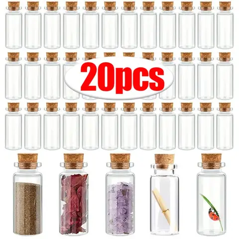 20/10PCS 코르크 마개 유리 병 DIY 생일 선물 투명 빈 메시지 병 크리스마스 웨딩 파티 장식을 기원