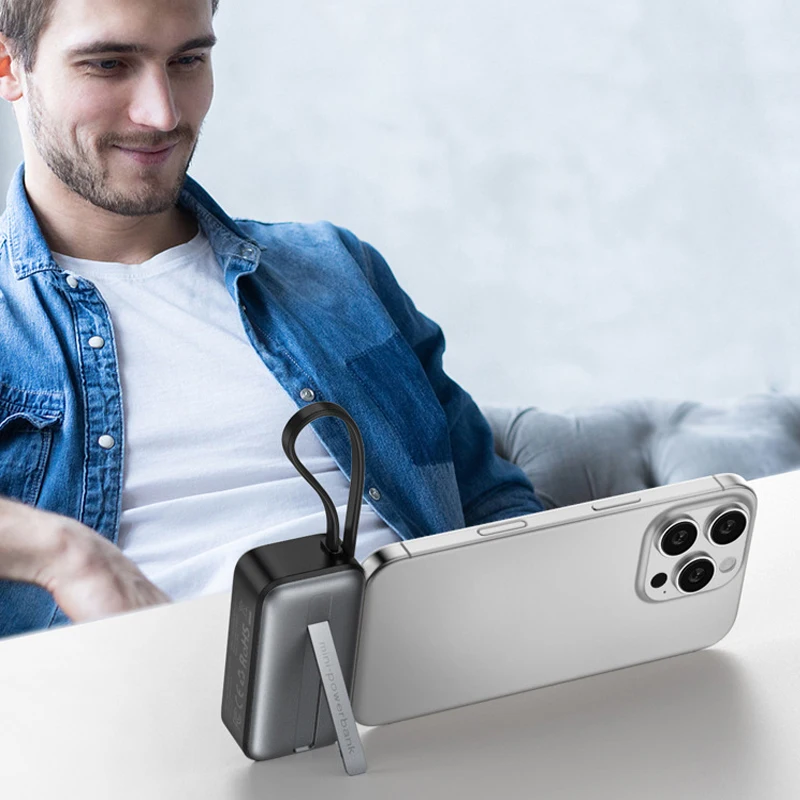 Pocket Power Bank Portable Fast Charge Type C External Battery for iPhone Watch Samsung Xiaomi With Cable Quick Charge Powerbank