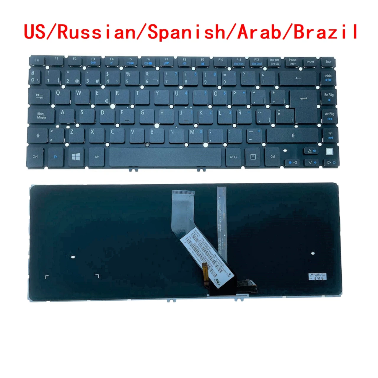 Nowa podświetlana klawiatura US Russian Spanish Arab Brazil dla Acer Aspire V5 V5-431 V5-431G V5-431P V5-431PG V5-471 V5-471G V5-471P
