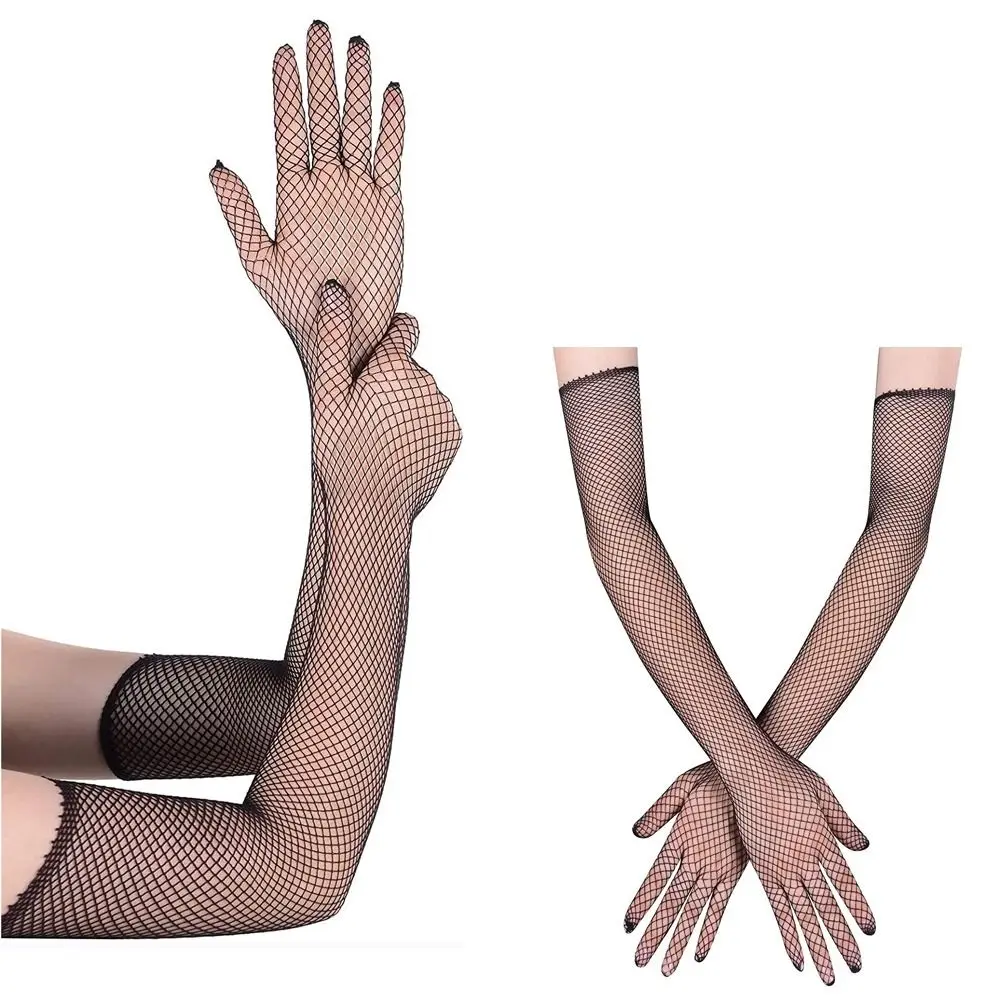 

Stretch Long Gloves Dance Sun Protection Mesh Driving Mittens Cosplay 45cm Sunscreen Gloves Dancing Party