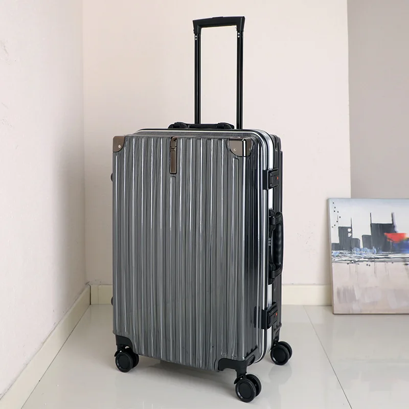 2023-new-large-cabin-trolley-carry-on-suitcase-travel-bag-abs-pc-material-stripe-pattern-universal-wheels-tsa-password-lock