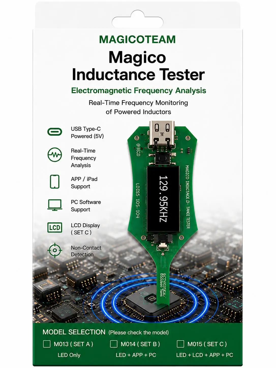 Magico Elektromagnetischer Frequenzanalysator USB Typ-C 5V Betriebener Induktivitätstester für Berührungslose Prüfung von Induktoren – Detail 3
