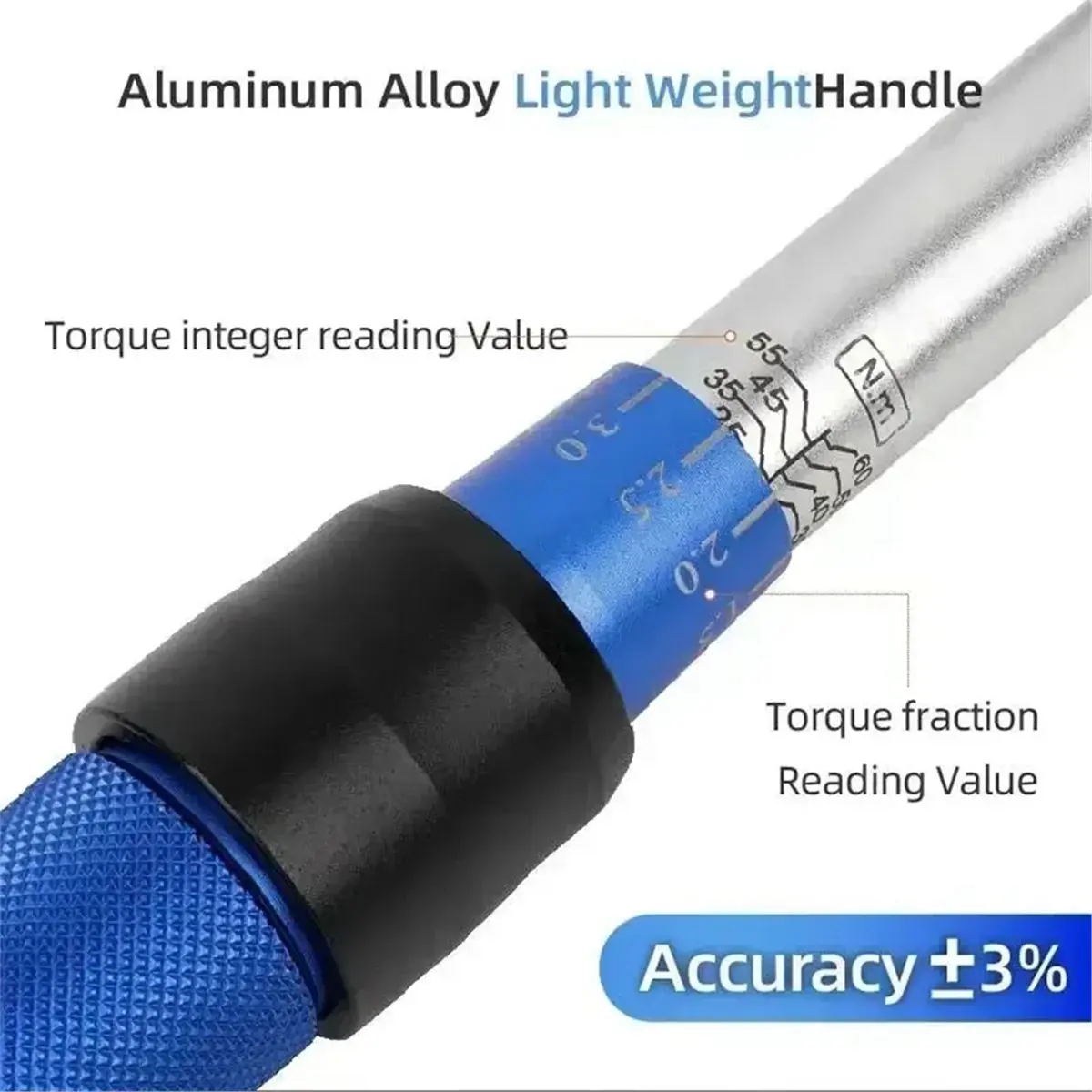 

(ABYM) Professional 3/8 Inch Square Drive Torque Wrench 5-60N.M ±3% Accuracy for Automotive and Bicycle