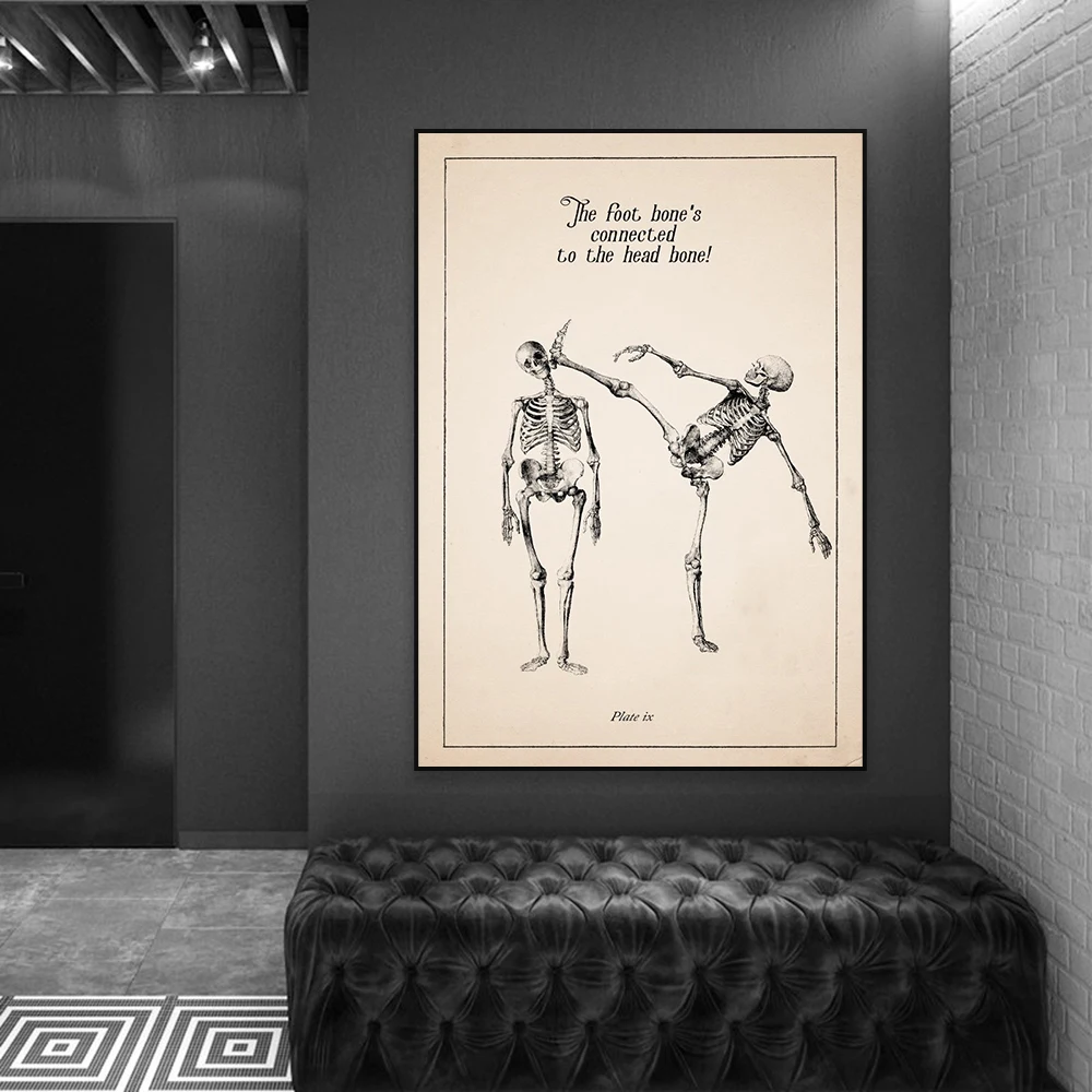 Funny Skeleton Print Poster Bathroom Humour Canvas Print Modern Restroom Decor Home Bedroom Wall Art Canvas Painting