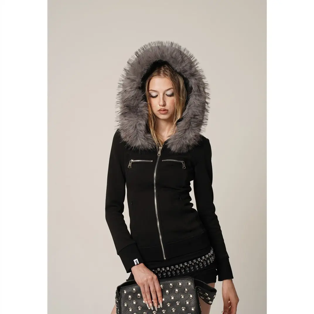 القوطي طباعة أفخم هوديس ملابس حريمي الشارع harajuku موضة ريترو زمم هوديي امرأة عادية فضفاض البلوز y2k القمم #4