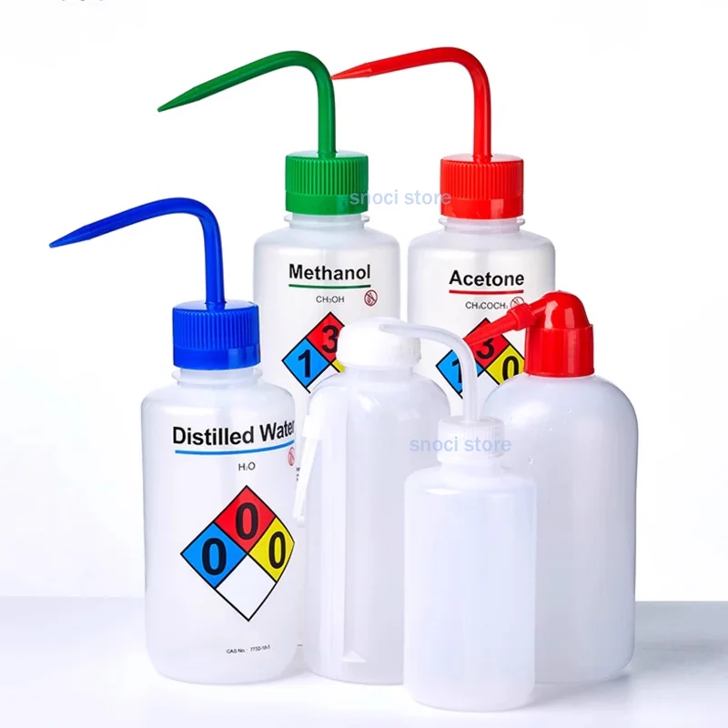 

250 мл 500 мл безопасная бутылка для мытья с этикеткой, ацетоновый метанол, этанол, лабораторная чистящая бутылка, 1 шт.