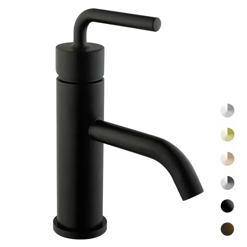 

Modern Single Handle Black Stainless Steel Bathroom Tap Hot Cold Water Mixer Tap Deck Mounted Brass Basin Faucet