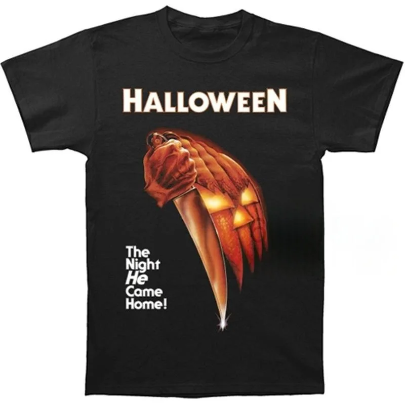 

2025 Horror Element, тема Хэллоуина, мужская и женская футболка с короткими рукавами из чистого хлопка, впитывающая пот, пуловер из 100% хлопка, топ