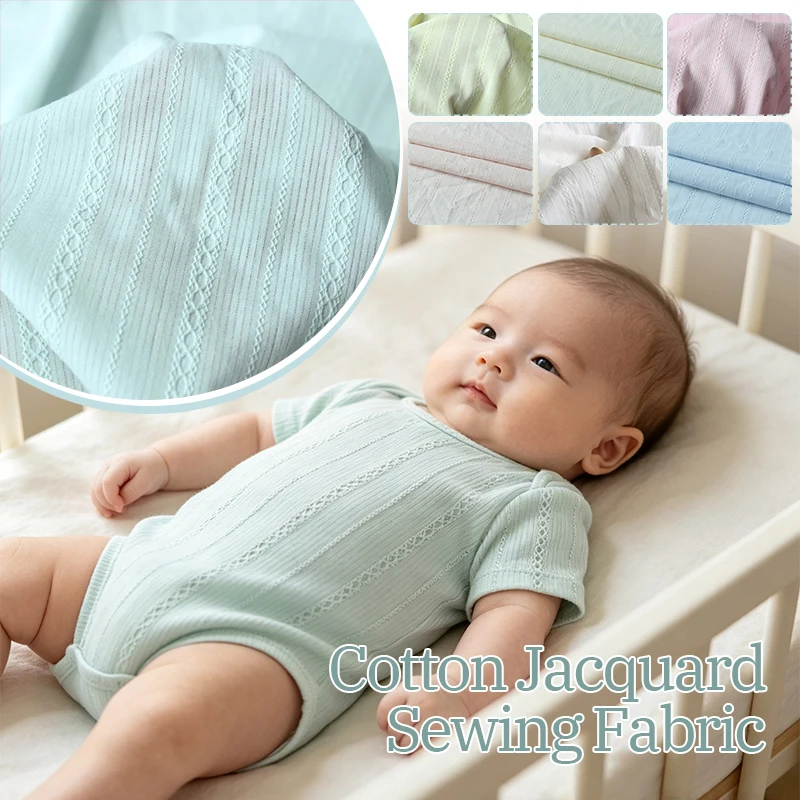 1m Pure Cotton Jacquard Fabric Pastoral Style Minimalist Cloth for Women Blouse Dress Sleepwear Children Garment DIY Sewing