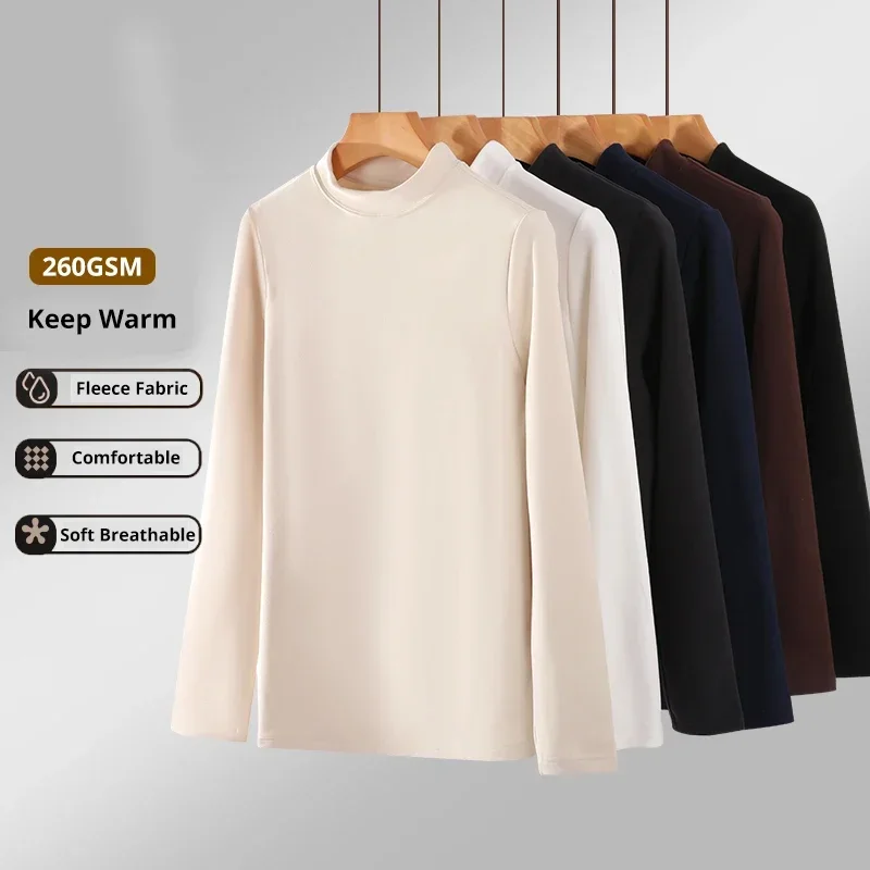 LIBIELIY Men's Warm T-Shirts Casual Mock Neck Long Sleeve Thermal Underwear Pullover Top Tees