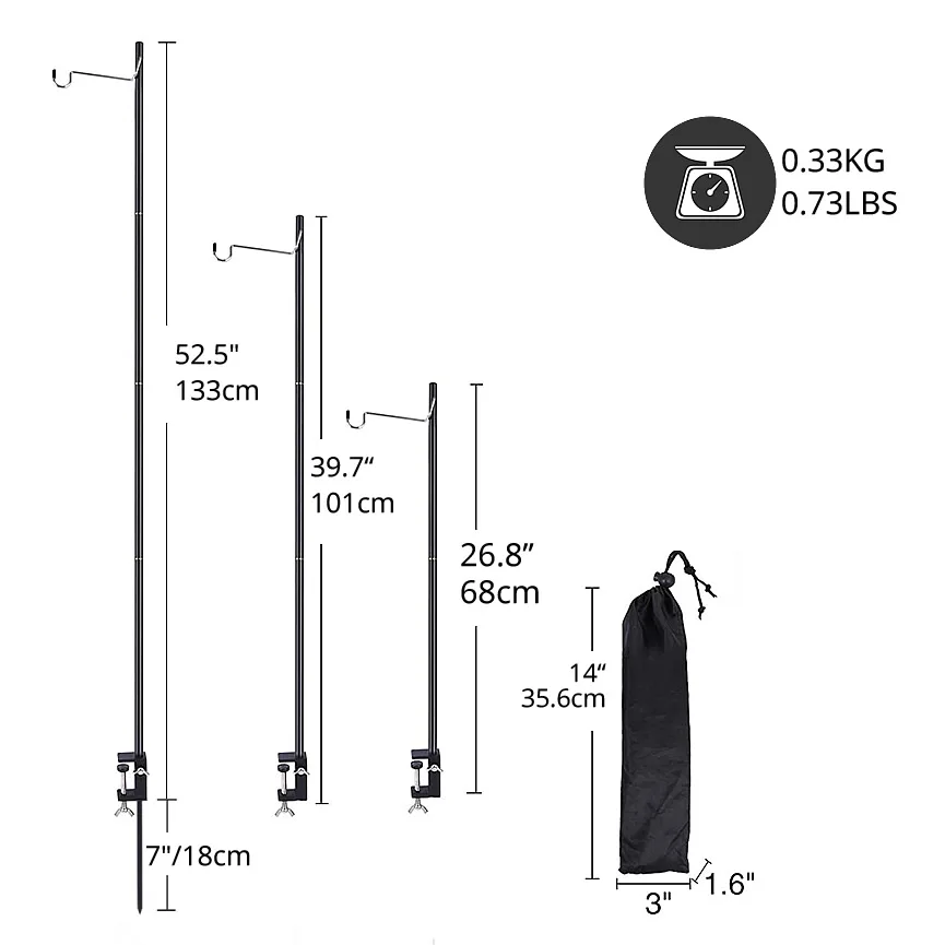 Detachable Lantern Stand Lamp Tripod Lantern Hanger Camping Lamp Bracket Lamp Holder Portable Accessory Table Desktop Light Pole