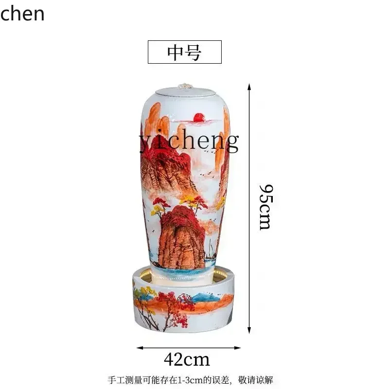 DSACeramic Flowing Water Fountain Ornament Living Room Decoration Water Feature Indoor Circulating Water Landscaping