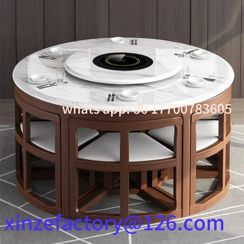 

Customizable New Chinese-style household small apartment marble all solid wood dining table and chair combination