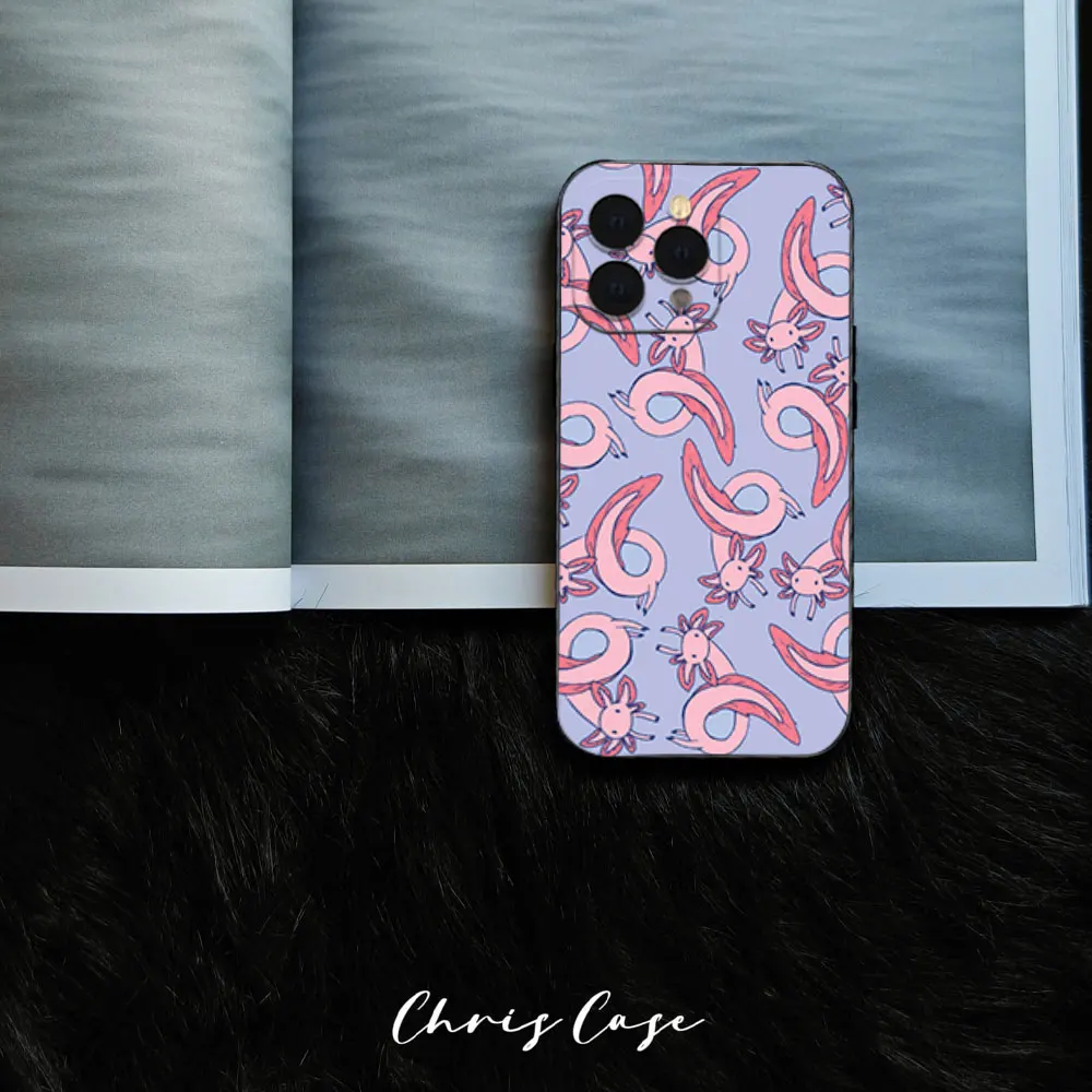 Phone Case Cute A-Axolotl For Samsung S23 S22 ULTRA A22 A71 Black Soft Silicone Cover