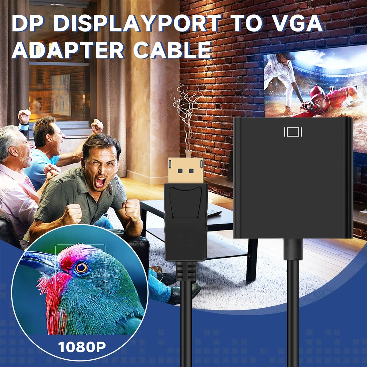 1080p DP DisplayPort Male to VGA Female Converter Adapter Cable Stock