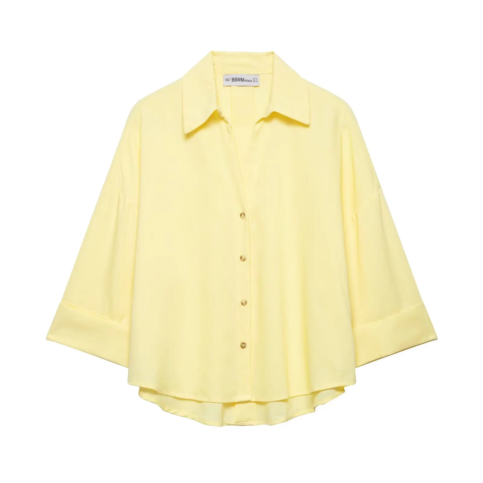 DUOPERI Women Basic Loose Shirt Lapel Collar Short Sleeves Female Chic Lady Casual Versatile Tops Blouse