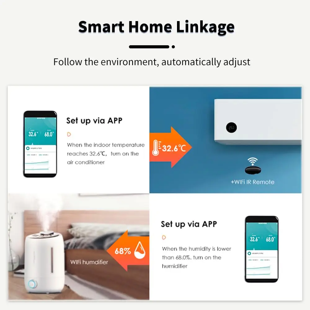 1-4PCS Tuya Zigbee/Cozylife WiFi Sensore di Umidità di Temperatura in Tempo Reale App di Monitoraggio Remoto Avvisi Vocale Alexa Google Assistant