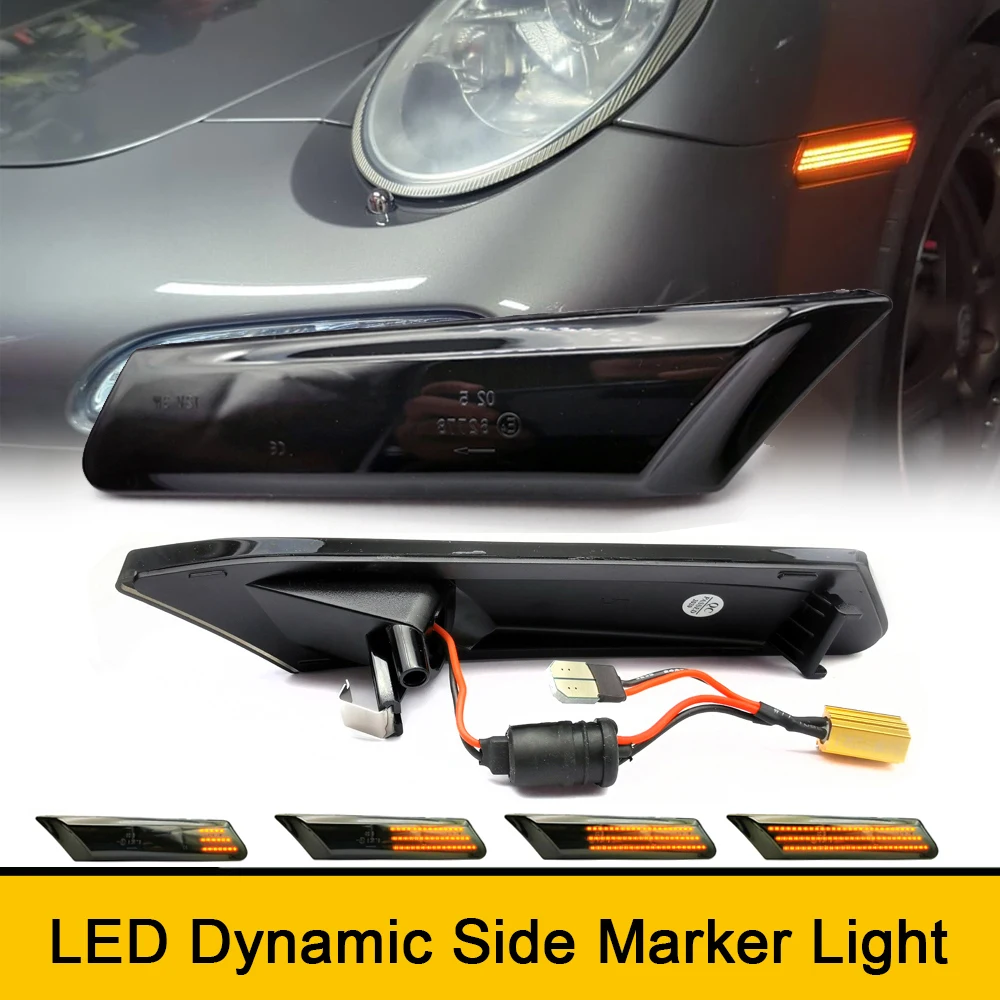 

2x LED Sequential Blinker Front Fender Side Marker Light Canbus For Porsche Boxster 987 Spyder Cayman Sport 997 911 Carrera