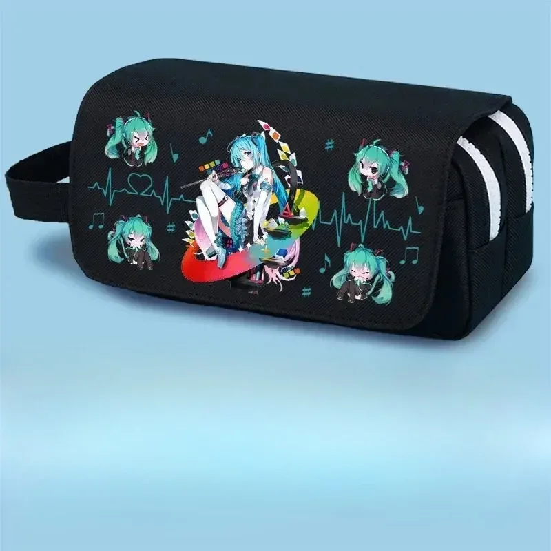 Hatsune-Trousse à crayons multicouche Aata ku Anime, sac de rangement pour badge et pendentif, grande capacité, dessin animé mignon, cadeau, nouveau