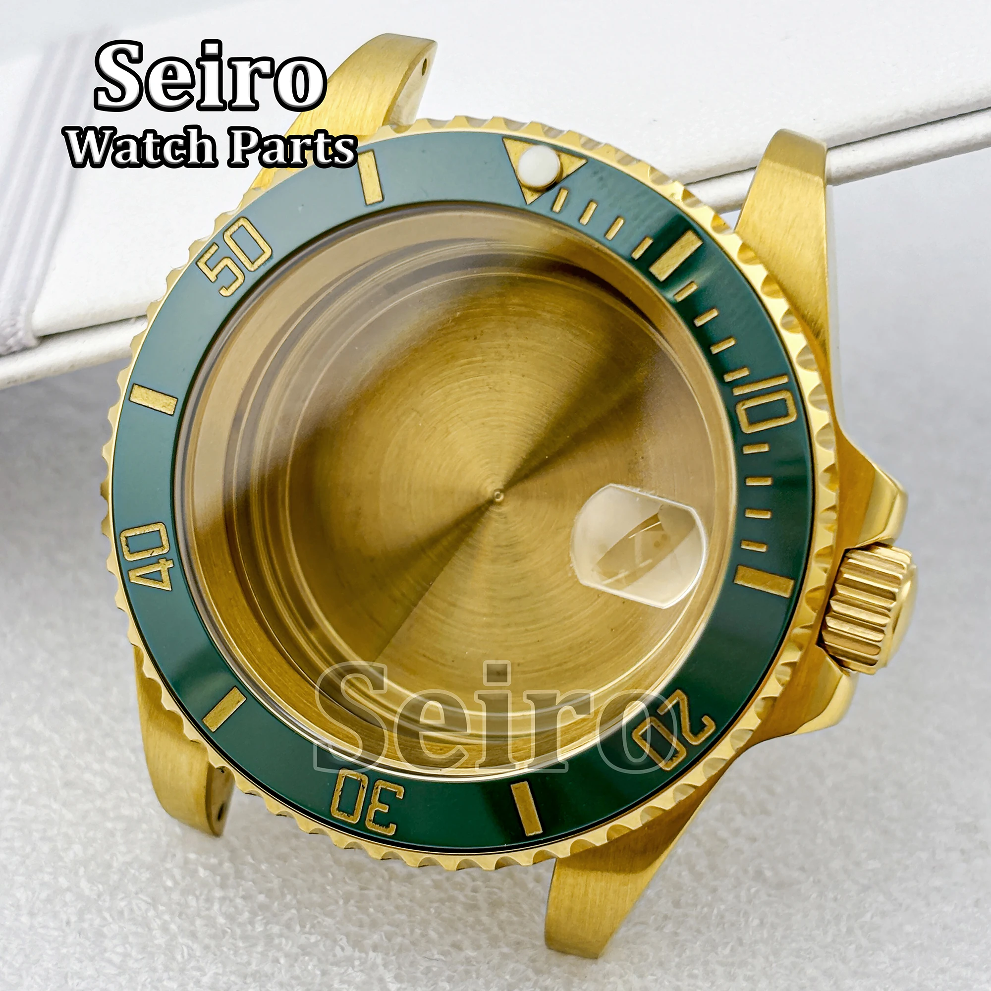 40MM Men\'s Watch Case NH35 Stainless Steel PVD Silver Gold Sapphire Glass 100M Waterproof MOD Parts for SUB NH34 NH36 Movement