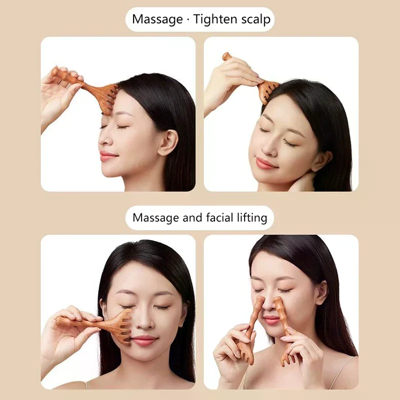 Hirschgeweih Kammkopf Meridian Massagekamm Antistatisch Holz Breiter Zahn Gua Sha Werkzeug Scratcher Spa Fördert die Durchblutung