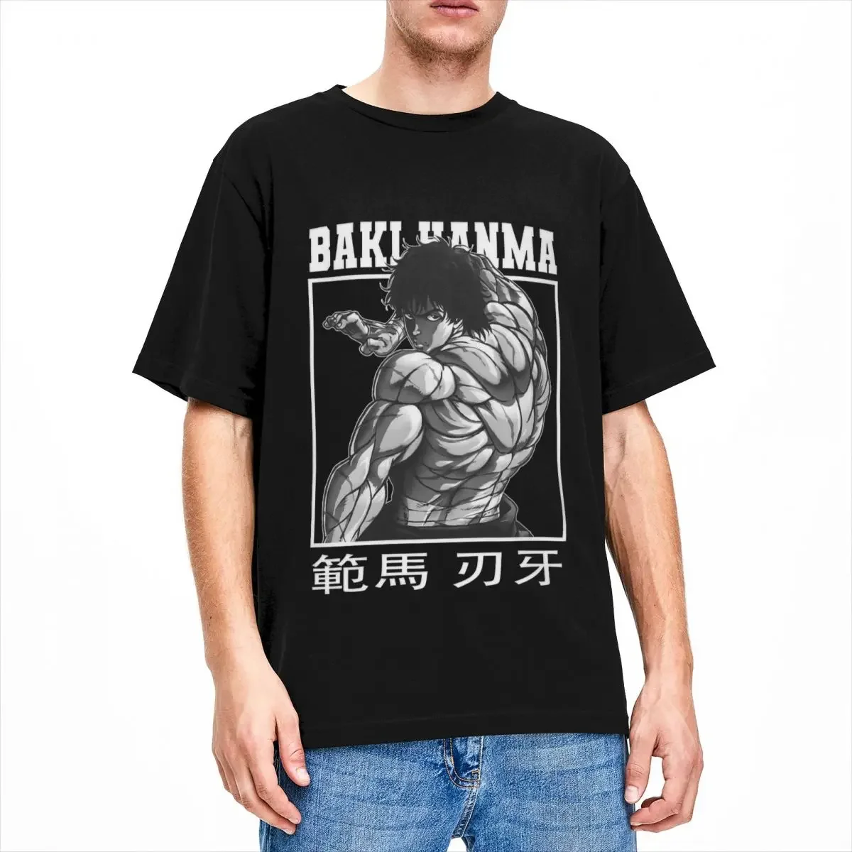 

2025 new model T Shirt Japan Anime 100% Cotton T Shirts Baki Hanma Yujiro Dou Manga Hip Hop Tee Shirt for Couple Summer Short