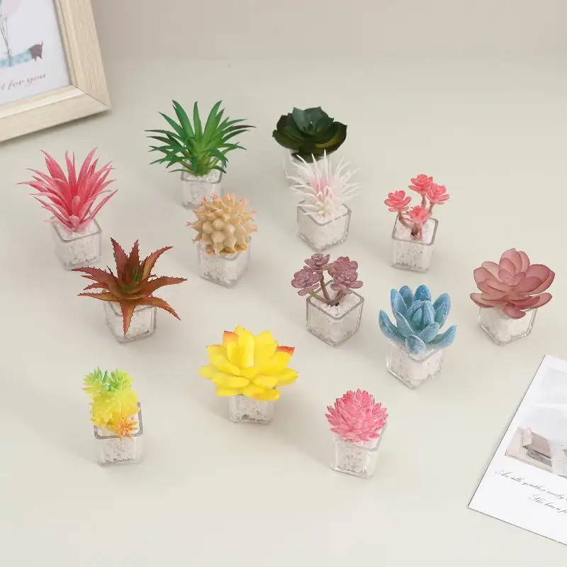{H} Plante artificielle en pot miniature à l'échelle 1/12 pour maison de poupées, décoration de jardin féerique, ornement de bureau, décoration de scène de maison de poupées