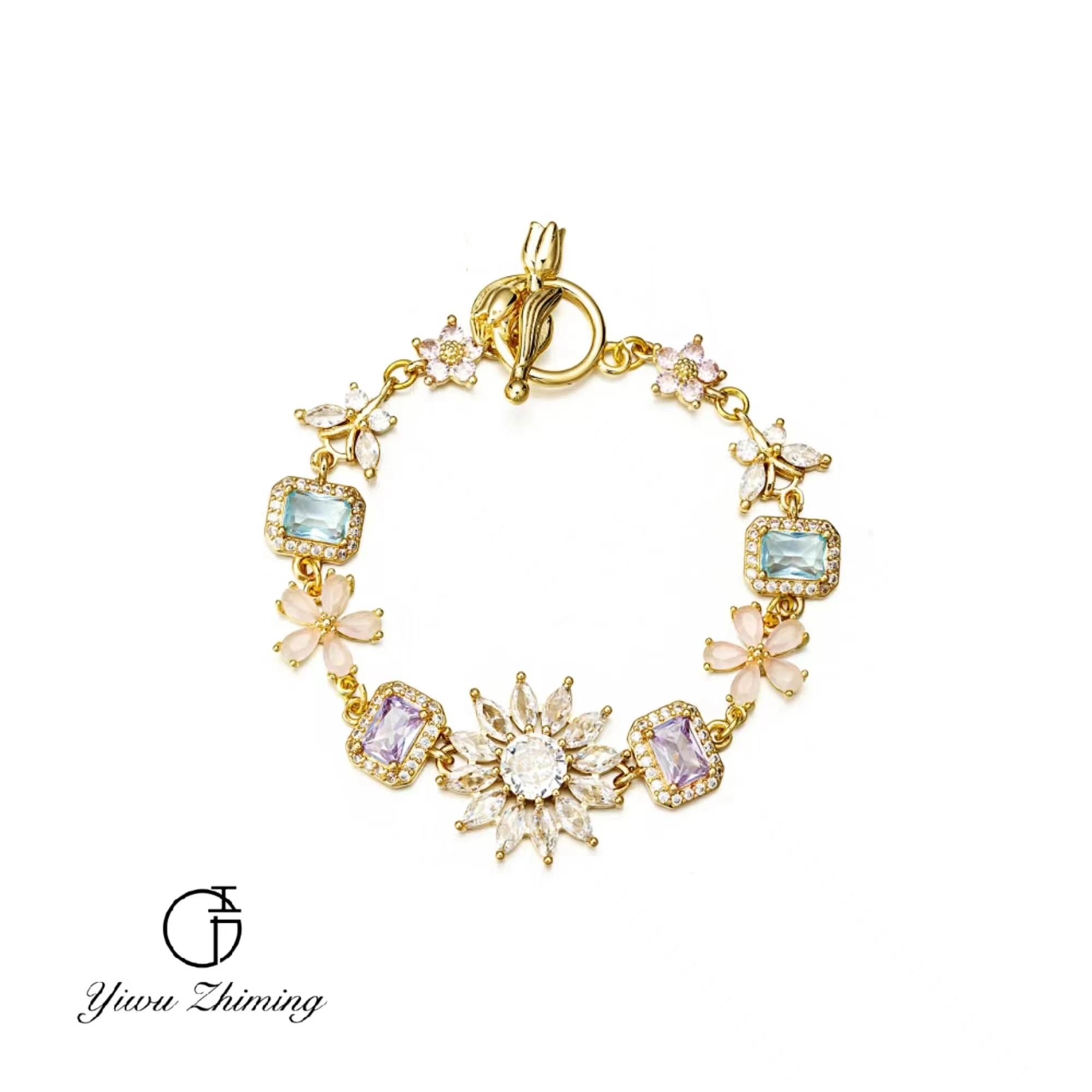 

Niche light luxury design fairy wind gem flower bracelet