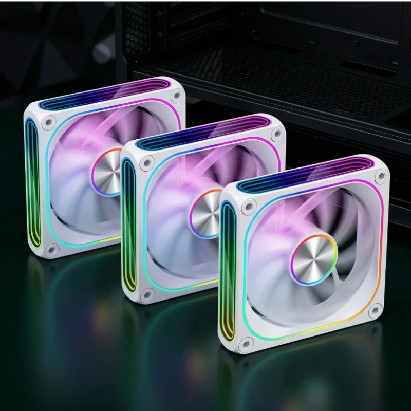 12cm Mirror Moon Computer Case Fan Triple Sided God Light Synchronized PWM Silent High Performance Cooling Fan for PC Host - view 4