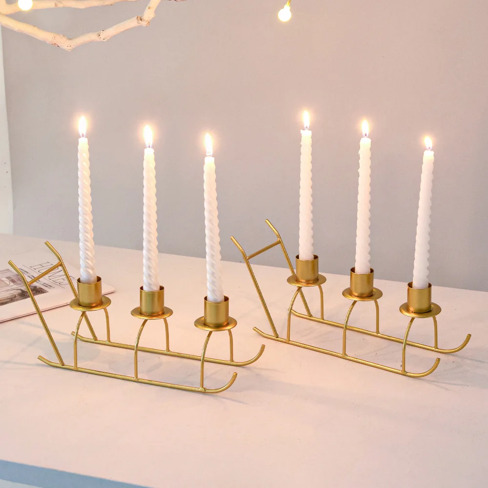 Nordic Romantic Candle Holder Base - Metal Table Centerpiece for Candlelight Dinner, Home Atmosphere & Christmas Decor