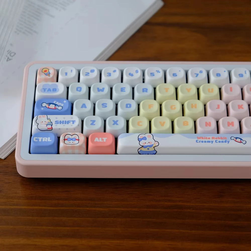 

126 Keys White Rabbit Keycap Set XOA MOA Profile Keycaps PBT Dye Sub Key Cap For 60% 65% 75% 96% 98% 100% MX Mechanical Keyboard
