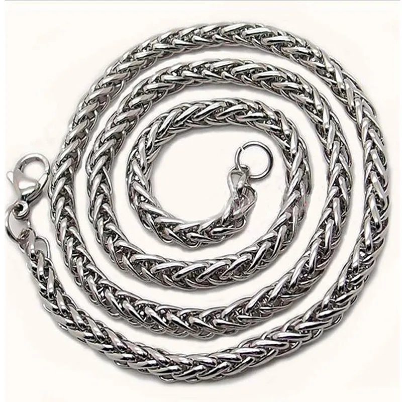 HNSP 3MM-8MM Thick STAINLESS STEEL TWIST CHAINS NECKLACE FOR MEN Women Jewelry Long Chain Pendant Accessories