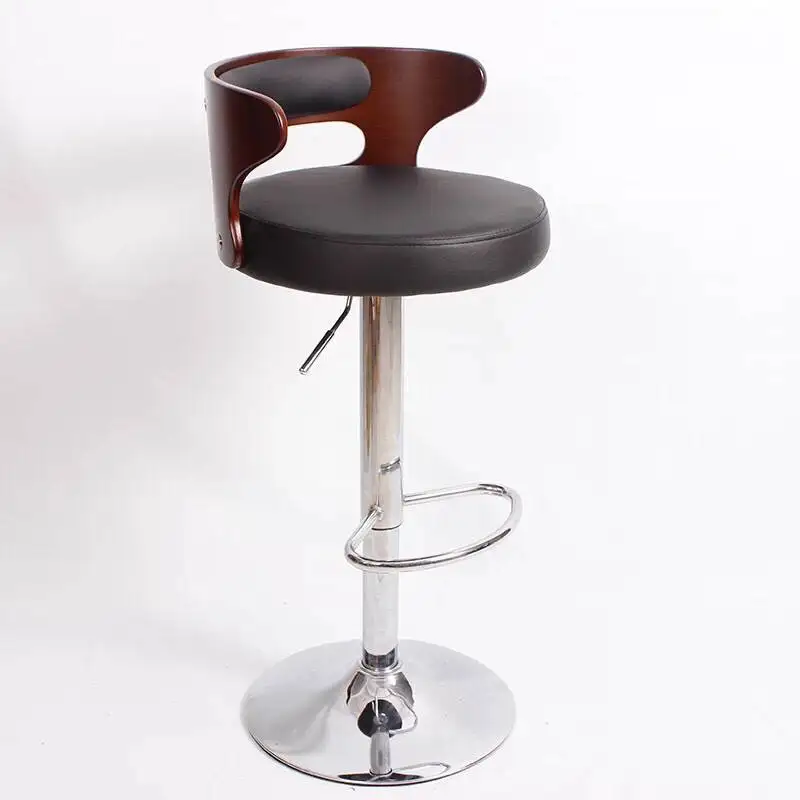 

Black Metal Adjustable Rotating Swivel Wooden Leather Barstool Wood Bar Stool High Bar Chairs For Kitchen Restaurant Bar