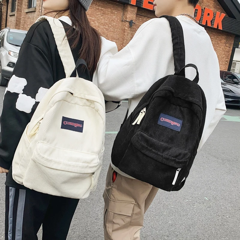 Cute Corduroy Fashion Woman Backpack Schoolbag For Teenage Girls Men Harajuku Female Preppy Style Bag Student Lady Book BagPack