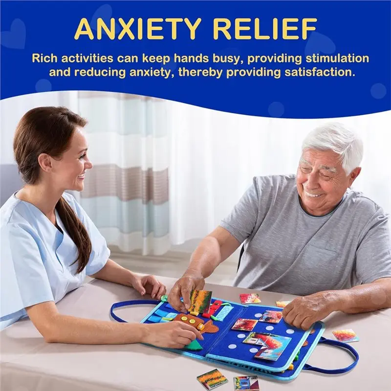 ABAE-Fidget Blanket For Adults With Dementia, Dementia Activities For Seniors, Alzheimer's Products Multi-Use Busy Sensory
