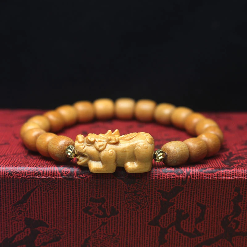 

Браслет в индонезийском стиле из бусин 8 мм, из сандалового дерева Пи Сю, для привлечения богатства, унисекс, из старого материала.